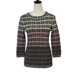 Garnet Hill Wool Mohair Fair Isle Nordic Crewneck Sweater Cabincore